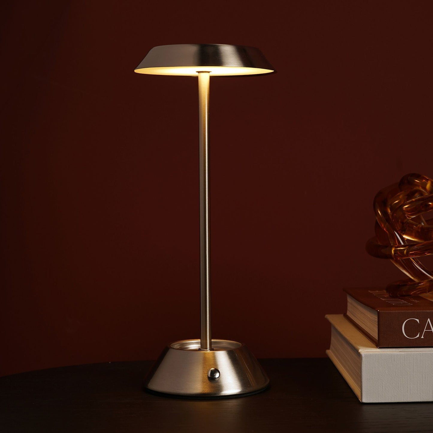 Hestia Silver USB LED Touch Table Lamp