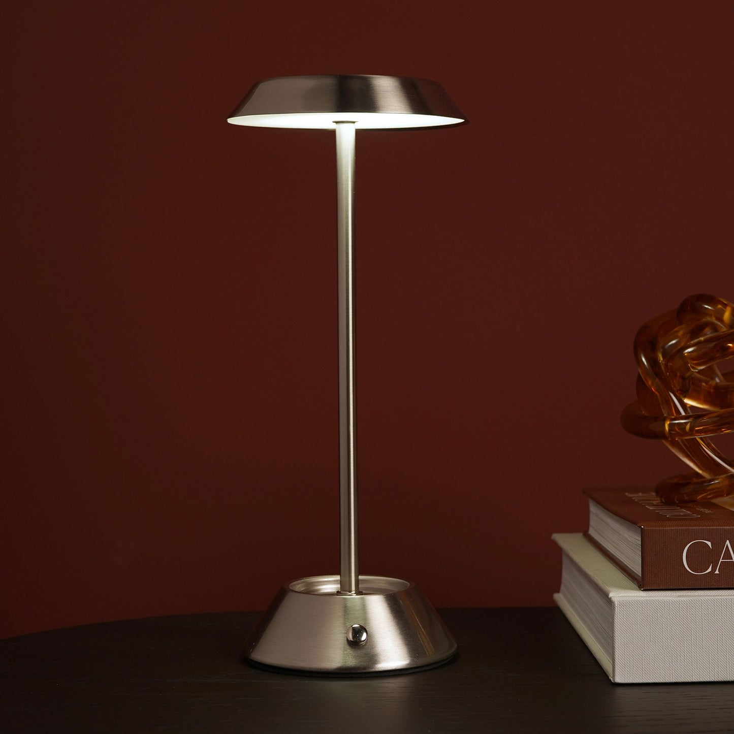 Hestia Silver USB LED Touch Table Lamp