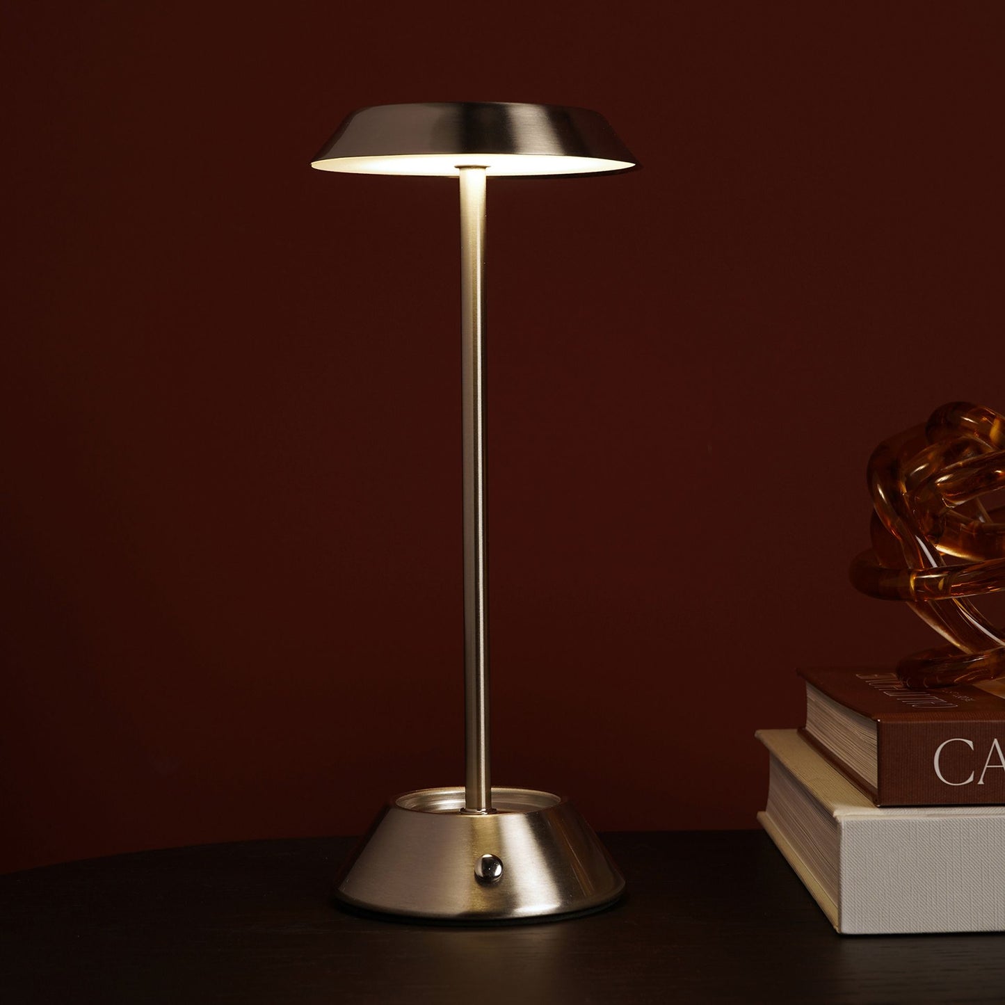 Hestia Silver USB LED Touch Table Lamp