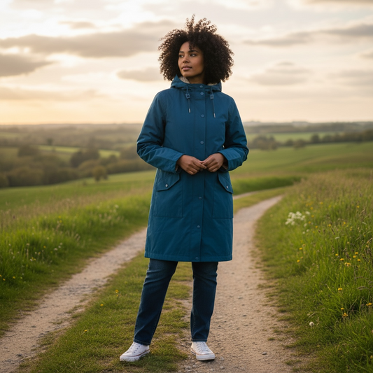 Ex Seasalt Plant Hunter Coat in Petrol Blue