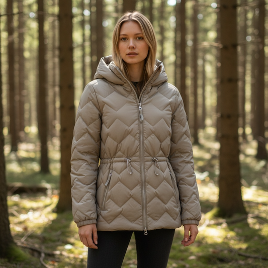 Feather & Down Quilted Hooded Puffer Jacket