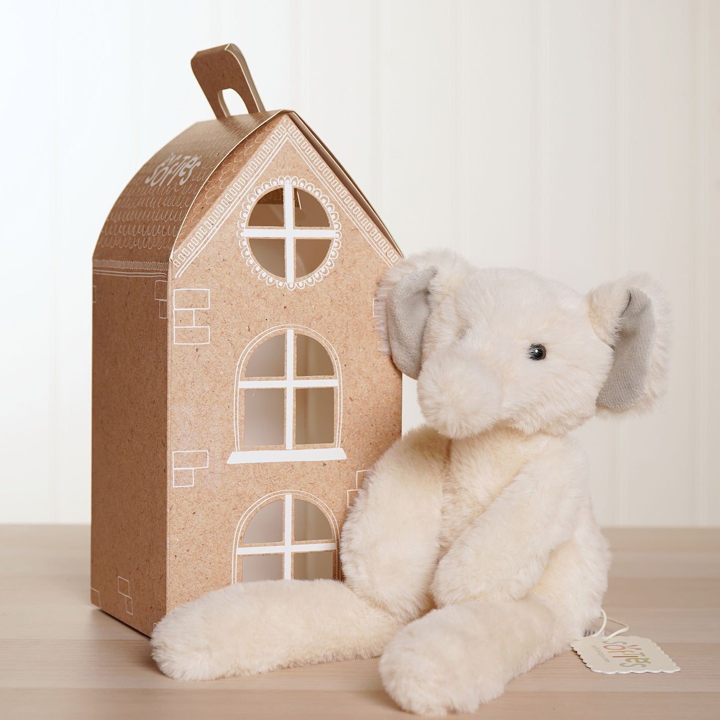 Ellie The Plush Long Leg Cream Elephant 35 cm