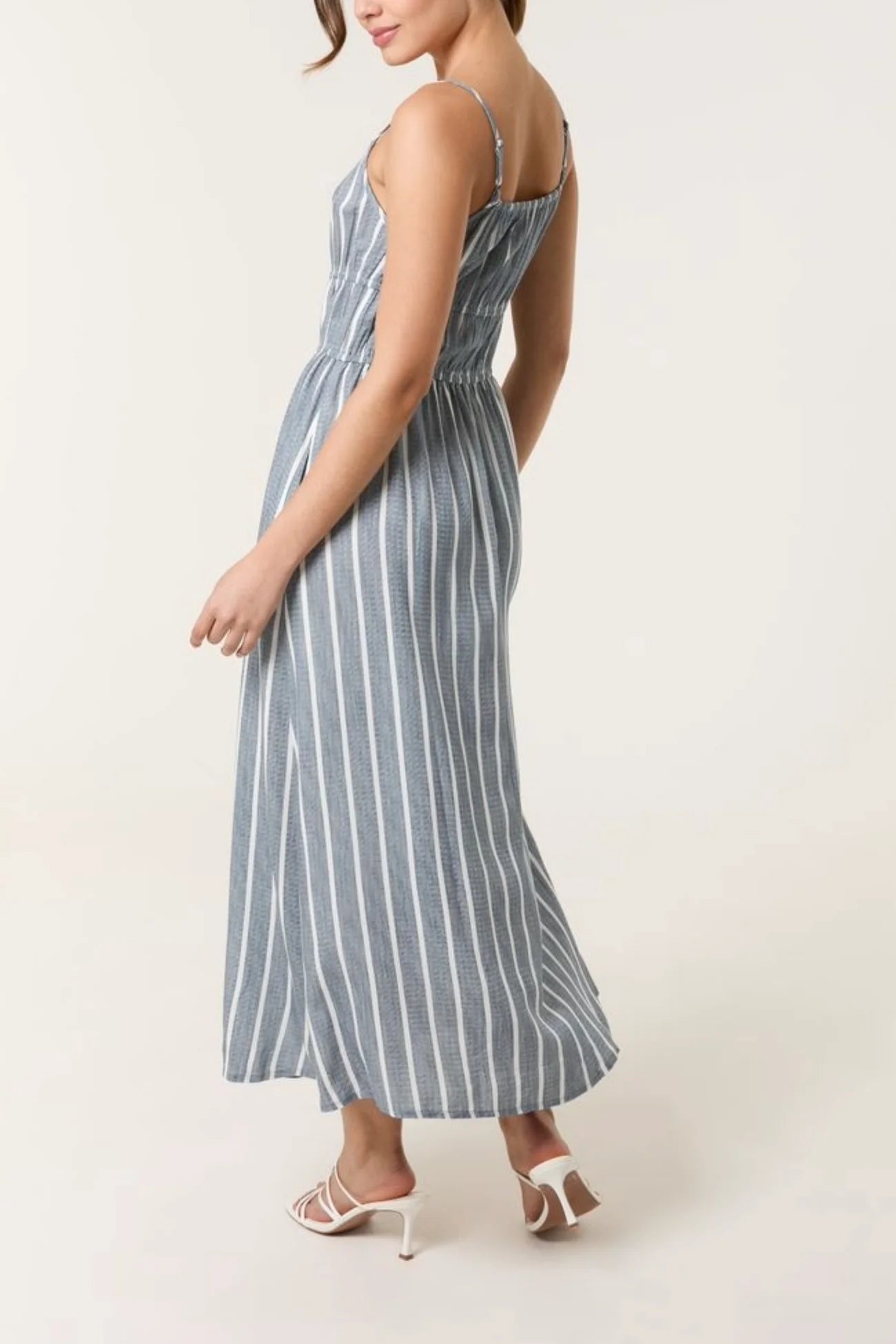 Pinstripe Double Tie Blue Cami Dress