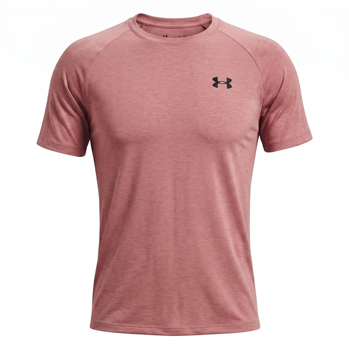 Get The High Street Under Armour Tech Tee in dusty pink with short sleeves and a black logo on the chest.