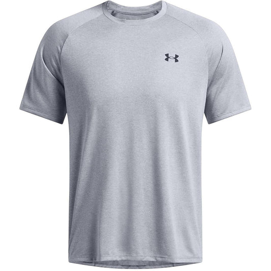 Get The High Street Under Armour Tech Tee in light grey with a crew neck and short sleeves for training.