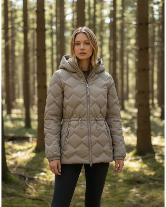 Feather & Down Quilted Hooded Puffer Jacket