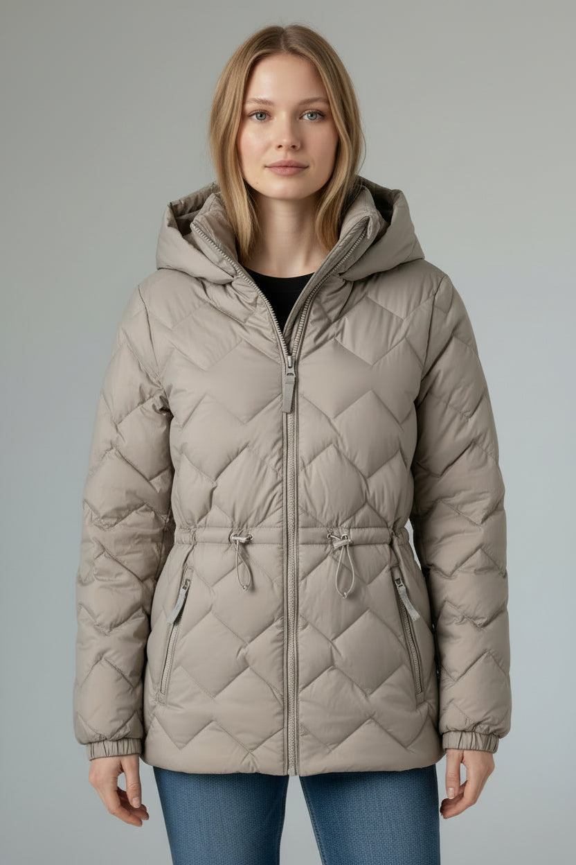 Feather & Down Quilted Hooded Puffer Jacket