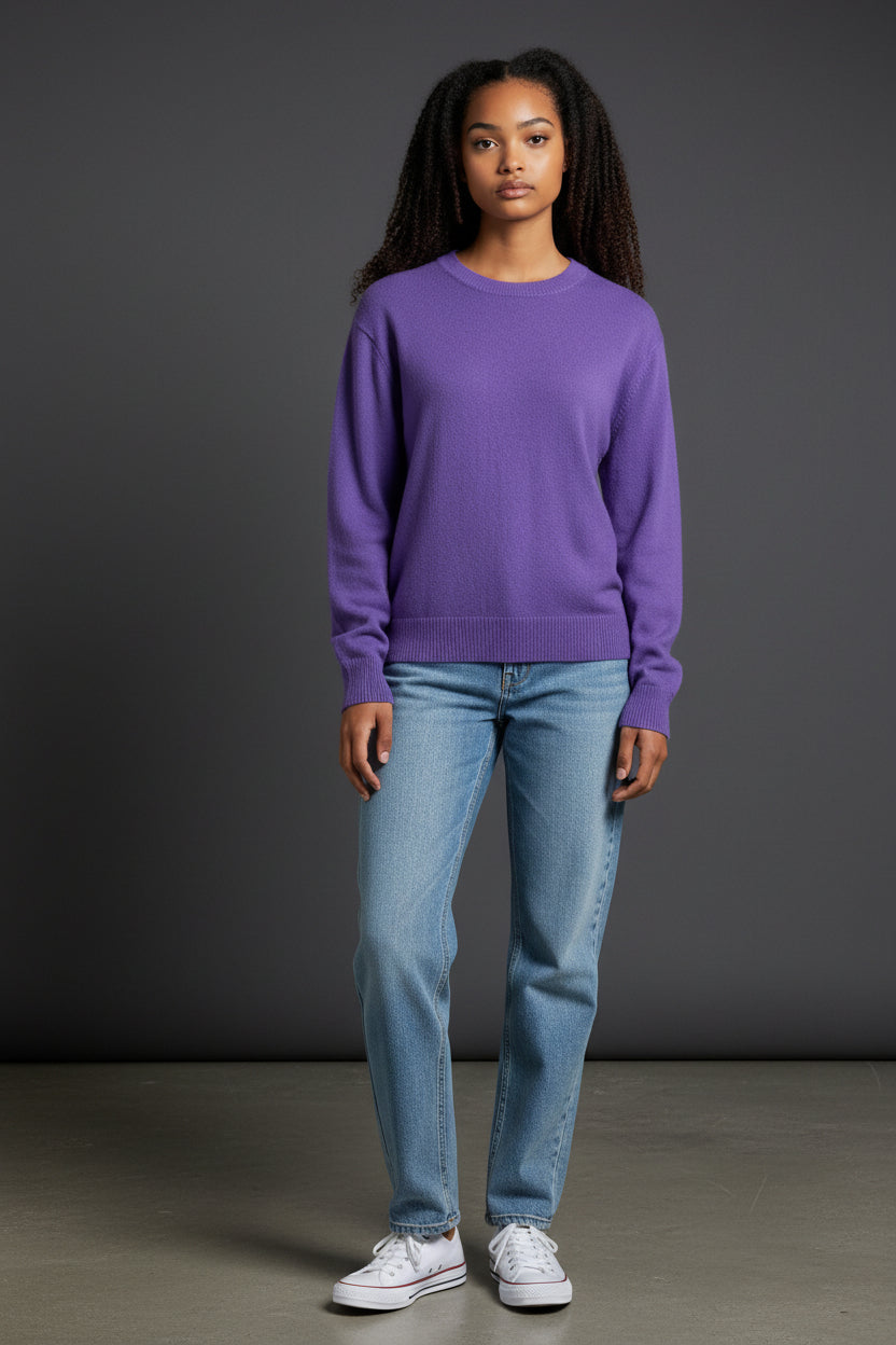 Pure Cashmere Purple Round Neck Jumper