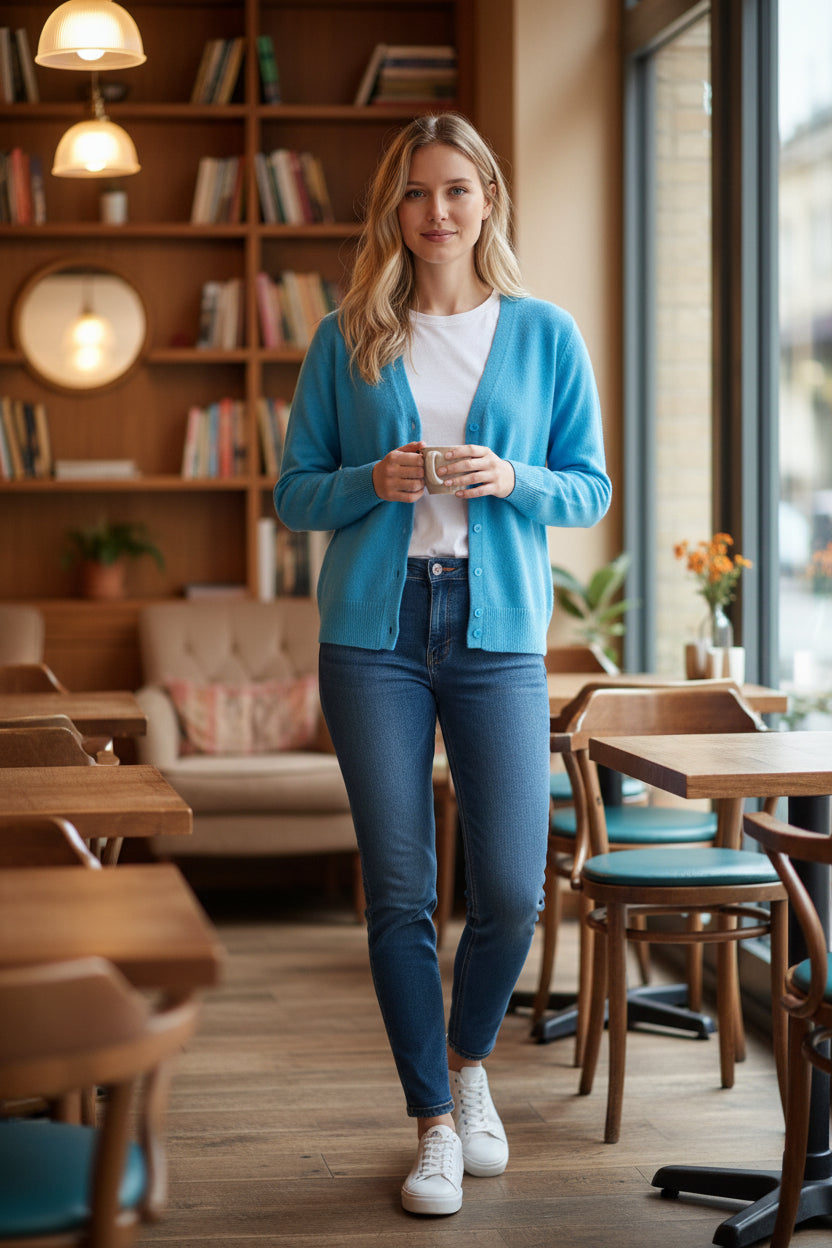 Autograph Pure Cashmere Turquoise Cardigan