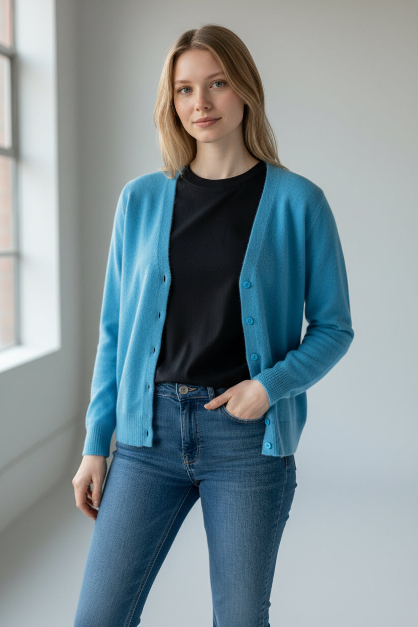 Autograph Pure Cashmere Turquoise Cardigan
