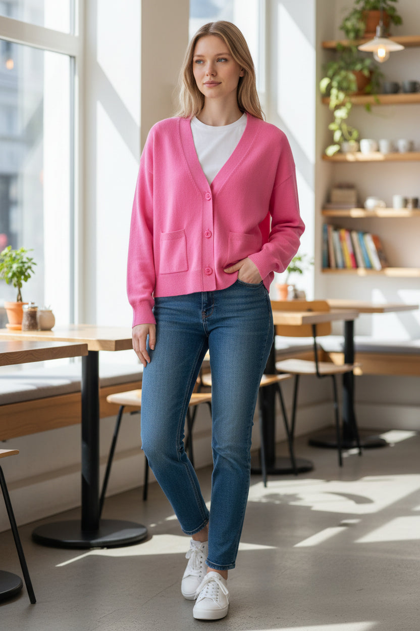 Autograph Pure Cashmere Pink Button Up Cardigan