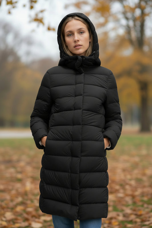 Feather & Down Hooded Duvet Coat