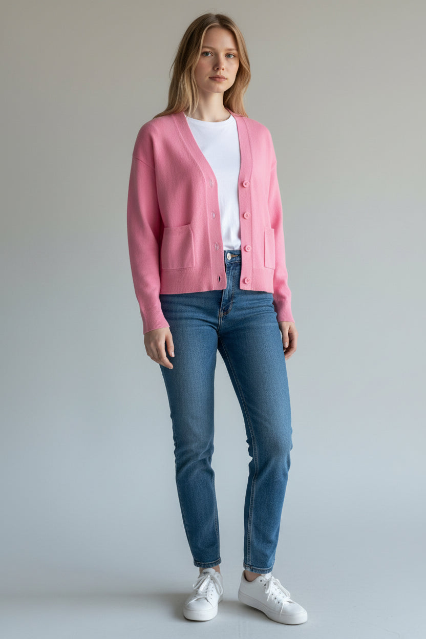 Autograph Pure Cashmere Pink Button Up Cardigan
