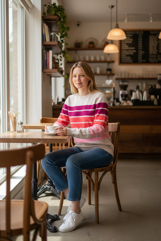 M&S Autograph Pure Cashmere Jumper Striped Jumper