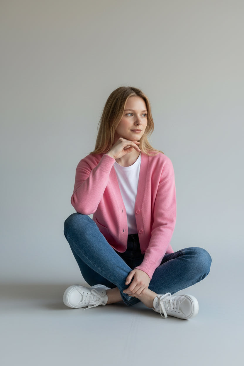 Autograph Pure Cashmere Pink Button Up Cardigan